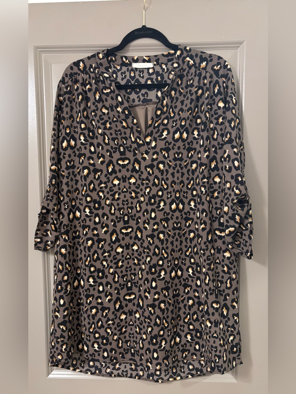 entro Leopard Print Tunic in Taupe, Black & Cream